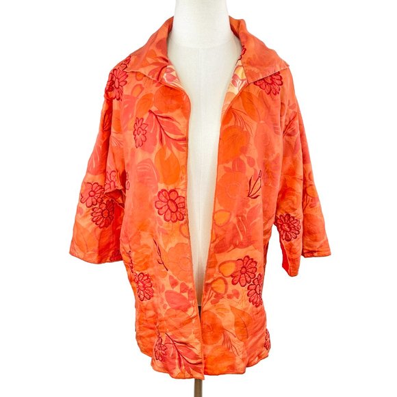 Vintage 1960's Flower Power Kimono Sleeve Light Jacket - Picture 1 of 8